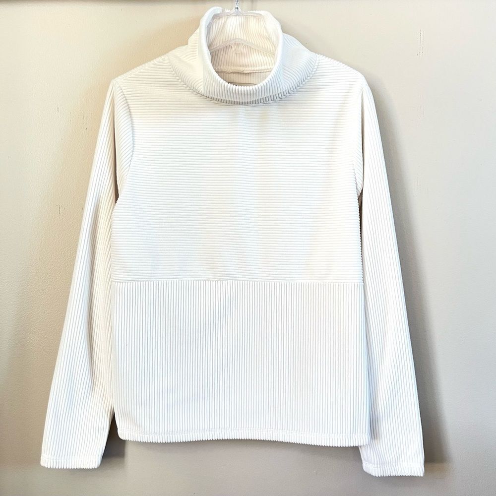 American Outdoorsman for Women White Turtleneck Textured Ribbed Sweater SZ L